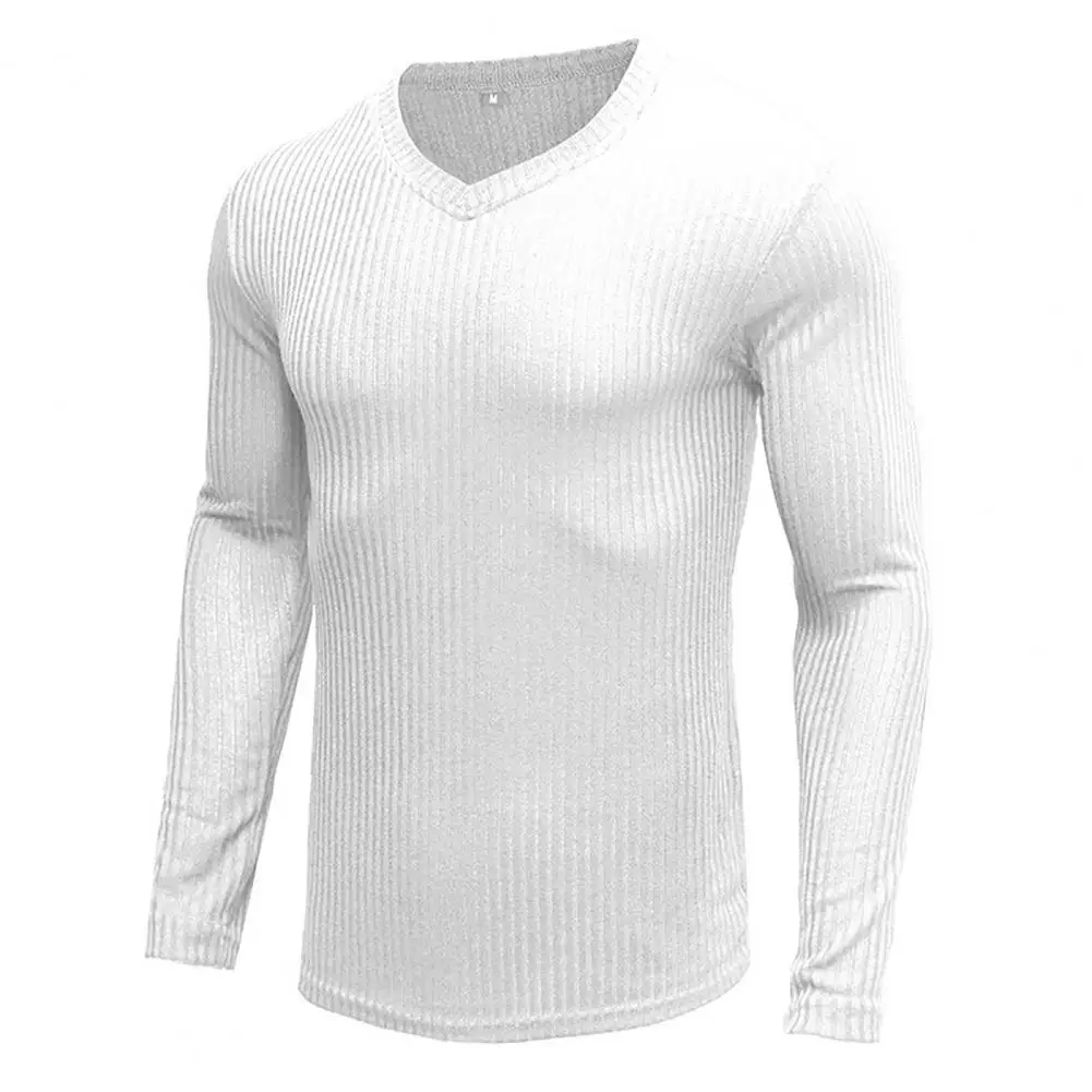 

Men's Autumn New Sweater V-Neck Pullovers Fashion 100% Cotton Solid Color Long Sleeve Slim Fit Sweaters Men Navy Sweaters
