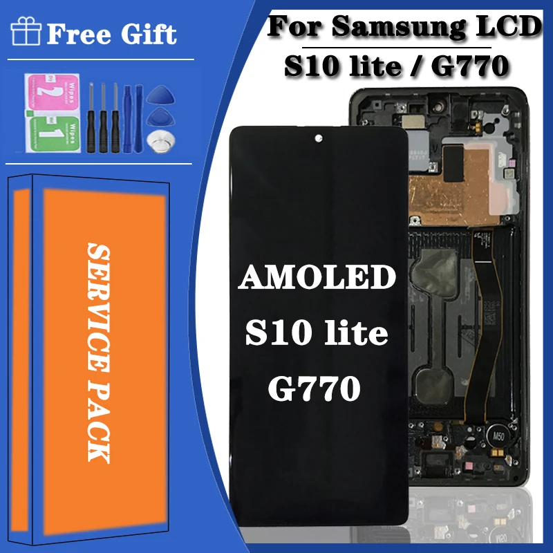 

Super AMOLED для Samsung Galaxy S10 Lite G770 SM-G770F SM-G770F/DS ЖК-дисплей сенсорный экран дигитайзер в сборе клейкая лента