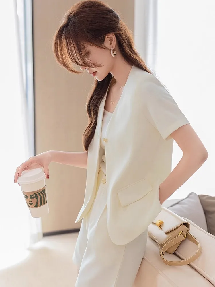 Летняя тонкая верхняя одежда женский новый маленький костюм 2024 карьерный