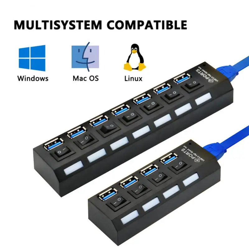 

4/7 Ports For Pc Multiple Expander Hub Multi Splitter Adapter Compatible With Usb2.0 1.1 5gbps High Speed Power Adapter