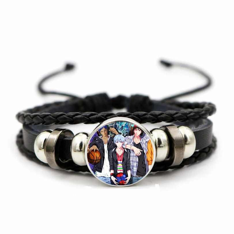 

Teenager Adjustable Wristband Jewelry Leather PU Woven Bracelet Time Gem Wristband For Anime Kuroko's Basketball Braided Bangle