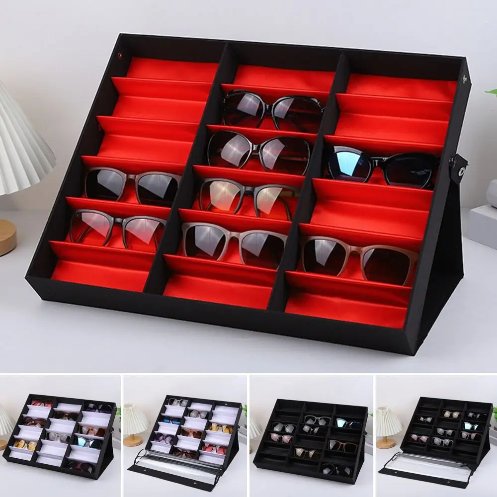 

Stand Eyewear Holder Storage Sunglasses Display Case Eyeglass Organizer Box Glasses Frame Tray 18 Grids Glasses Tray