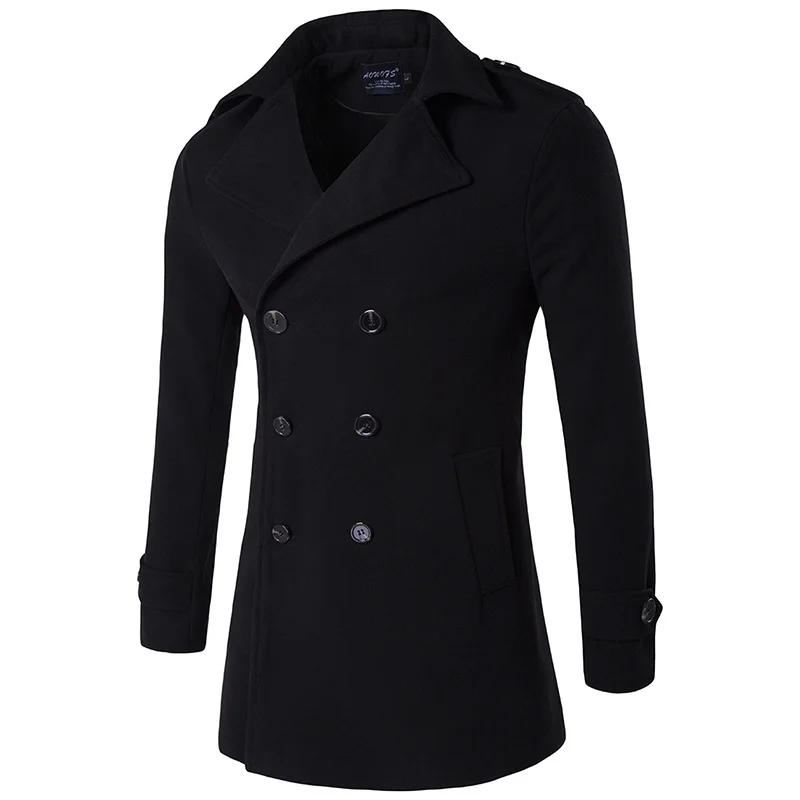 New 2023 Brand Men's Wool Coat Autumn Winter Casual Thicken Coats Double Breasted Woolen Coat Men Windbreaker Jacket 4XL