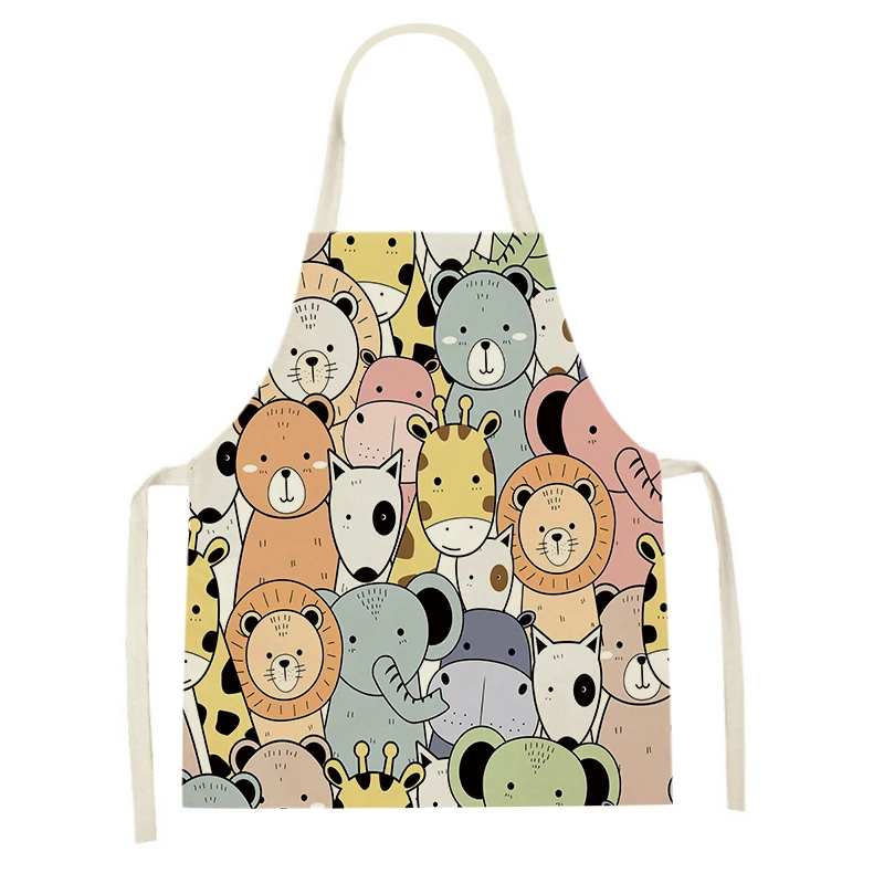 

Милый Кухонный Фартук с мультяшным принтом, Льняной Фартук для детей, фартук для уборки дома, фартук для шеф-повара, фартук для готовки, мужс...