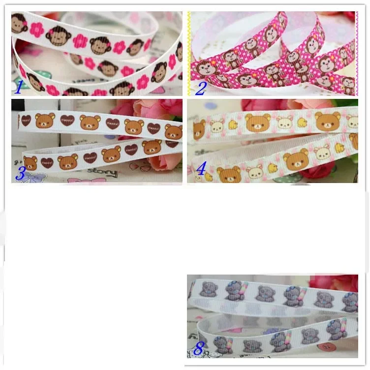 3/8 дюйма обезьяна медведь с принтом репсовой ленты материал головные уборы