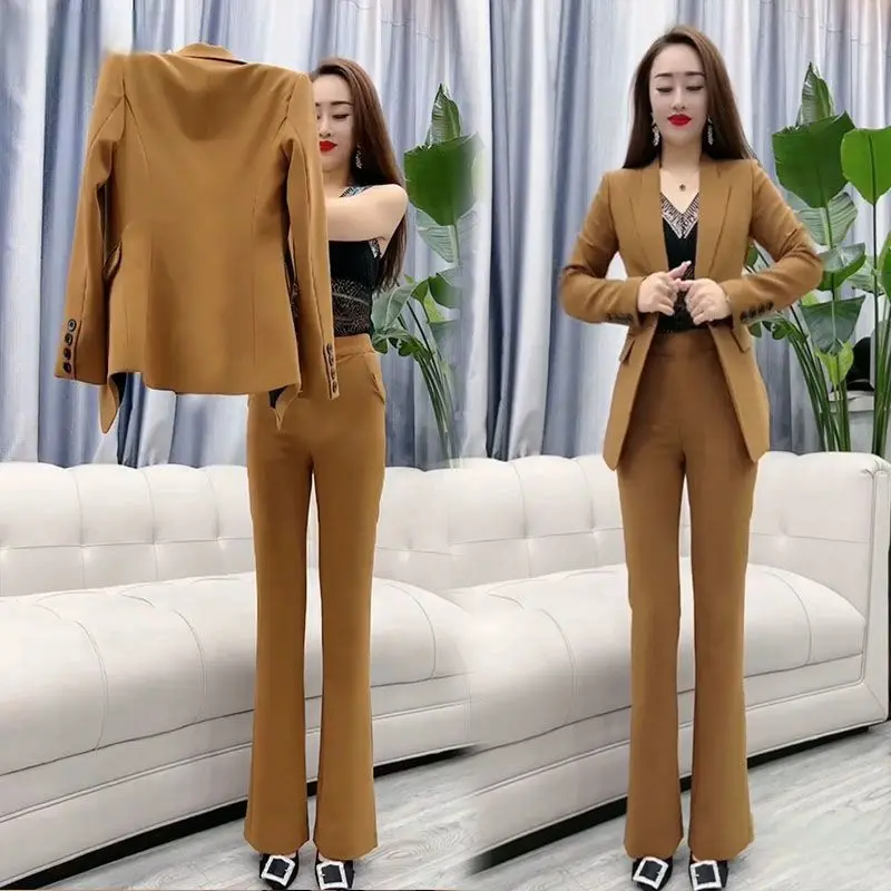 Summer New Slim Fit Jacket Blazer Pencil Pants Two Piece Set Elegant Women's Pants Suit Office Manager Outfits Clothing