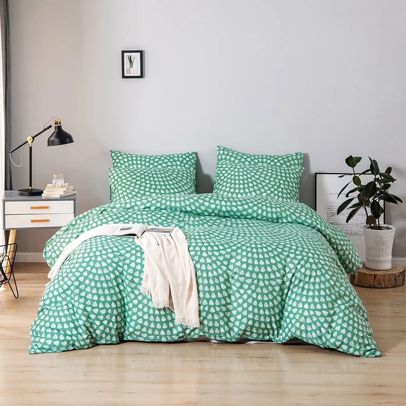 

Комплект постельного белья маленького зеленого цвета, пододеяльник 200x230, двуспальный полный Королевский размер, 1 пододеяльник, 2 Наволочки, без простыни