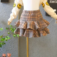 2022 winter kids pleated skirts classic fashion baby girls plaid skirt double deck toddler girl winter clothes 2 7 years