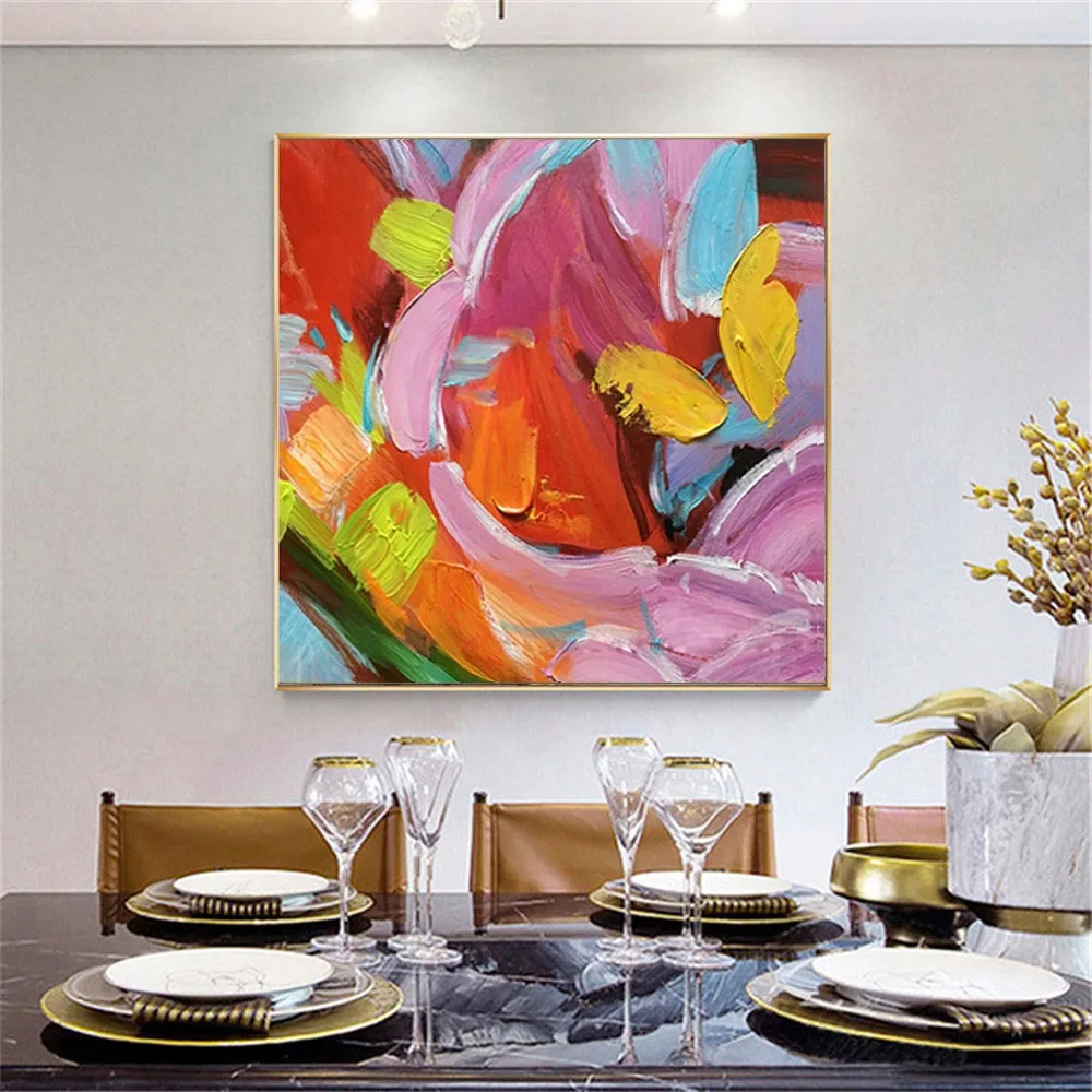 

Hand Painted Abstract Oil Painting Graffiti Pattern Palette Knife Canvas Painting Restaurant Bar Decoration Wall Art
