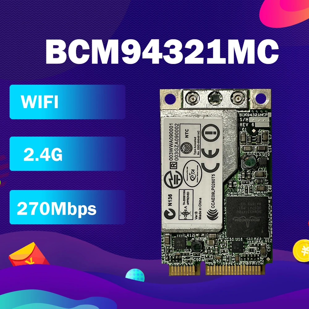 

Беспроводная Wi-Fi карта BroadCom BCM94321MC BCM4321 270 мбит/с Mini PCI-e WLAN