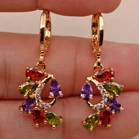 2022 new fashion filled noble swirl flower teardrop amethyst symmetry dangle earrings for women luxury jewelry