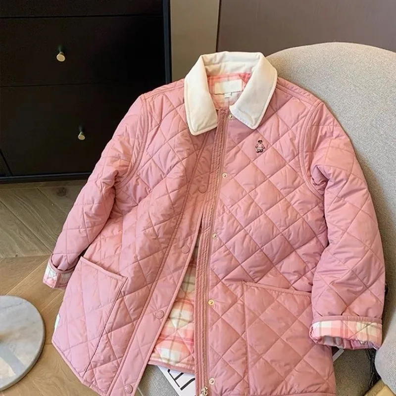 

Женская Стеганая куртка-поло с вышивкой, в Корейском стиле