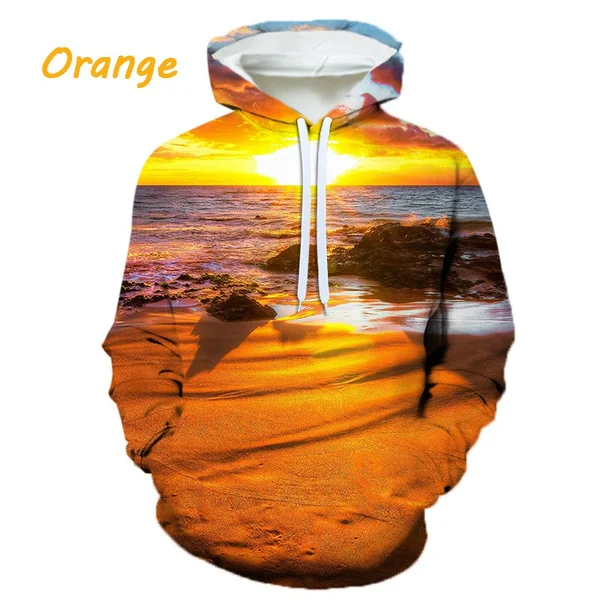 New Fashion Creative Sunset 3D Printed Hoodie Personality Color Cool Men and Women Street Casual Hip-hop Sweatshirt