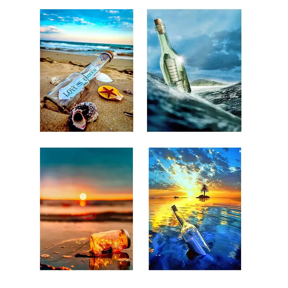 5D DIY Алмазный рисунок пляжная Дрифт бутылка наборы полностью круглая дрель