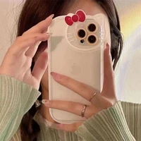 hello kitty creative lens transparent soft phone cases for iphone 13 12 11 pro max xr xs max x lady girl shockproof shell gift