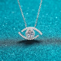 evil eye moissanite pendant necklace d color ideal cut diamond necklace for women 925 sterling silver greek protection jewelry