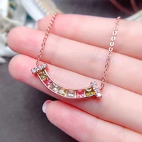meibapj colorful tourmaline smiling face pendant necklace with certificate 925 silver fine charm wedding jewelry for women