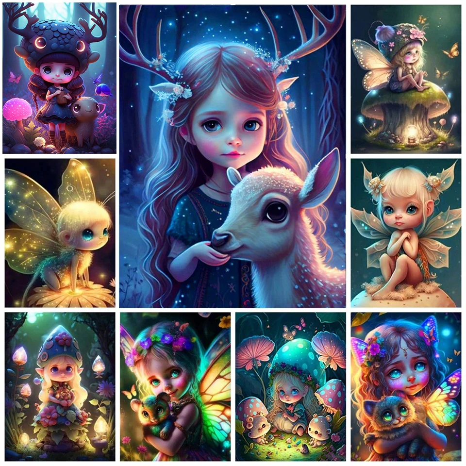 

Алмазная живопись 5D "сделай сам", фантазия, девочка, олень, искусство, наборы для вышивки крестиком, домашний декор, Новое поступление 2023