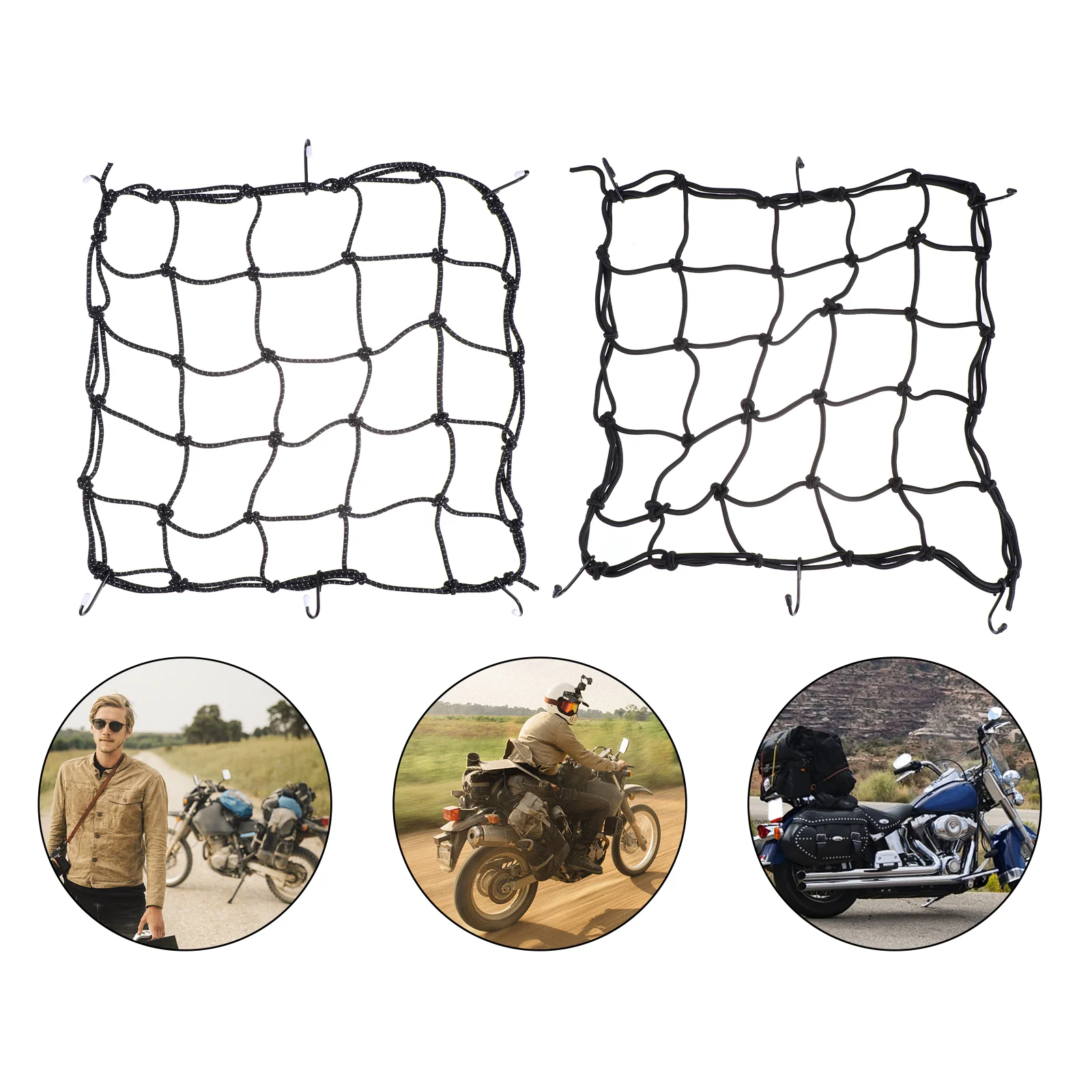 

Car Net Pocket Motorcycle Bag Adjustable Bungee Cord Cargo Organizer Storage Mesh Fuel Tank Rubber
