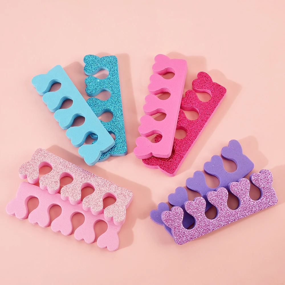 

100Pcs（50 Pairs） Nail Art Sponge Finger Separator Toes Separator Sponge With Glitter Powder Professional Manicure Pedicure Tools