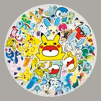 50 cartoon pokemon pikachu anime diy creative stickers laptop luggage scooter waterproof no trace stickers decoration kids toys