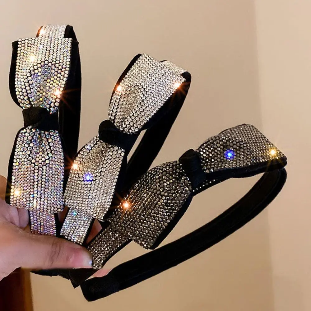 

Elegant Diamond Bow Headband Women Girl Luxury Simple Hairband Sweet Temperament Hair Hoop Fashion Headwear Hair Accessories