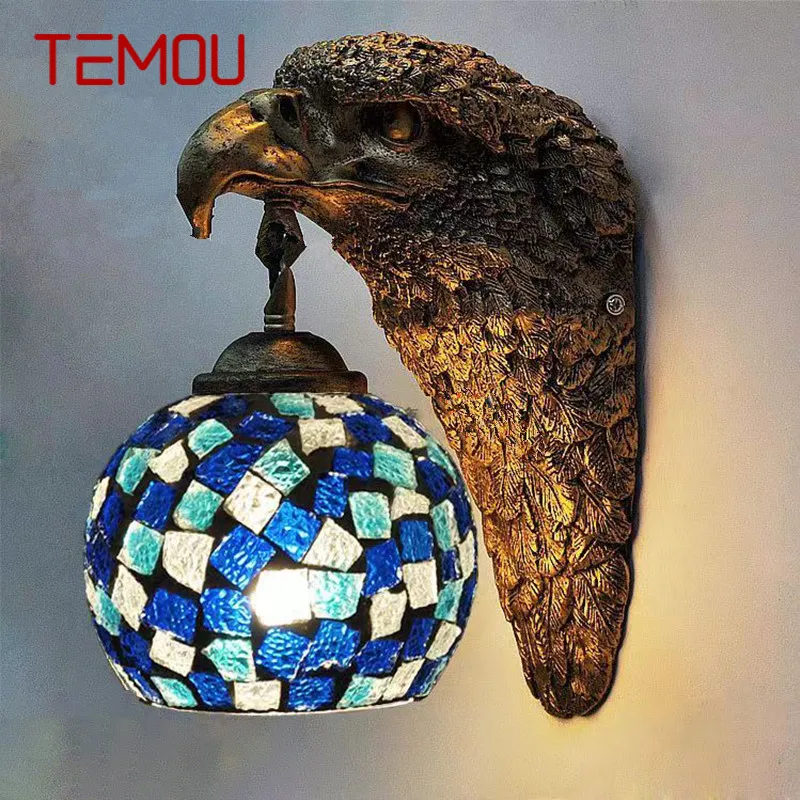 

TEMOU Contemporary Eagle Wall Lamp Personalized And Creative Living Room Bedroom Hallway Bar Decoration Light