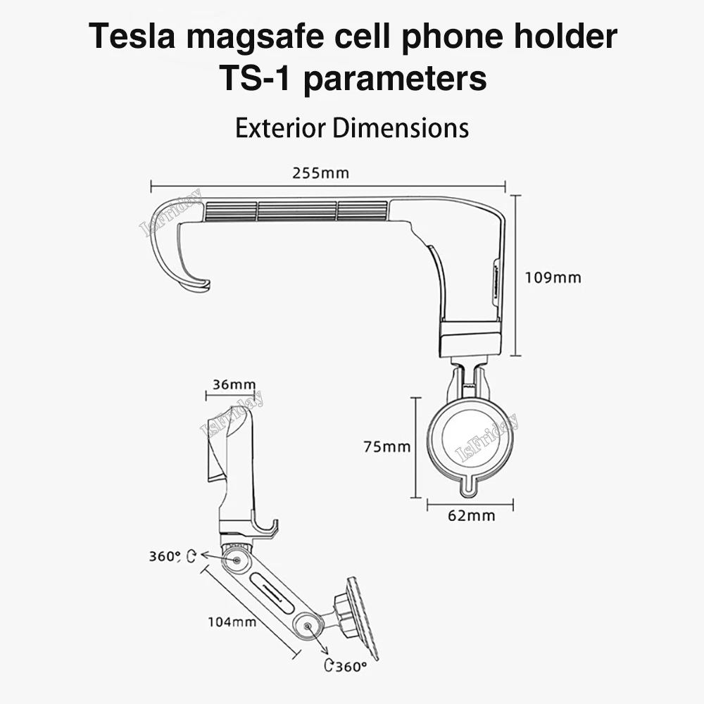 Складной беспроводной магнитный телефонный ходер захват для телефона TESLA Model 3/Y