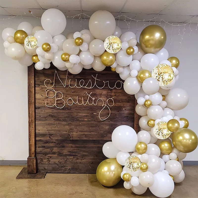 

White Gold Balloon Garland Arch Kit For Birthday Wedding Engagement Bachelor Hen Party Decoration Baby Shower Latex Balloons