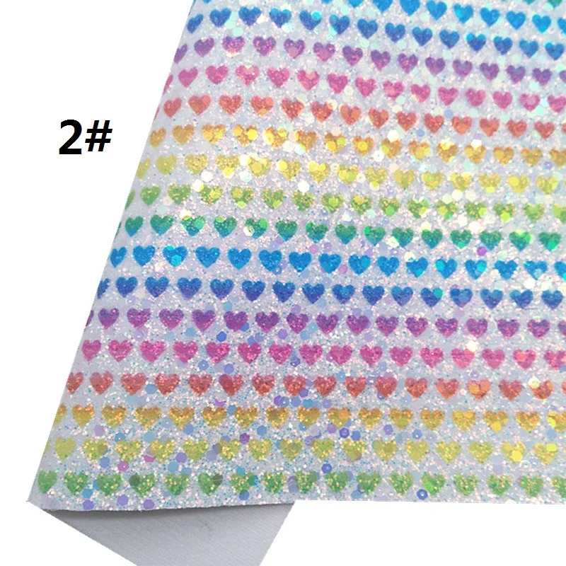 Радужные сердца в горошек с принтом крупной искусственной кожи виниловая кожа