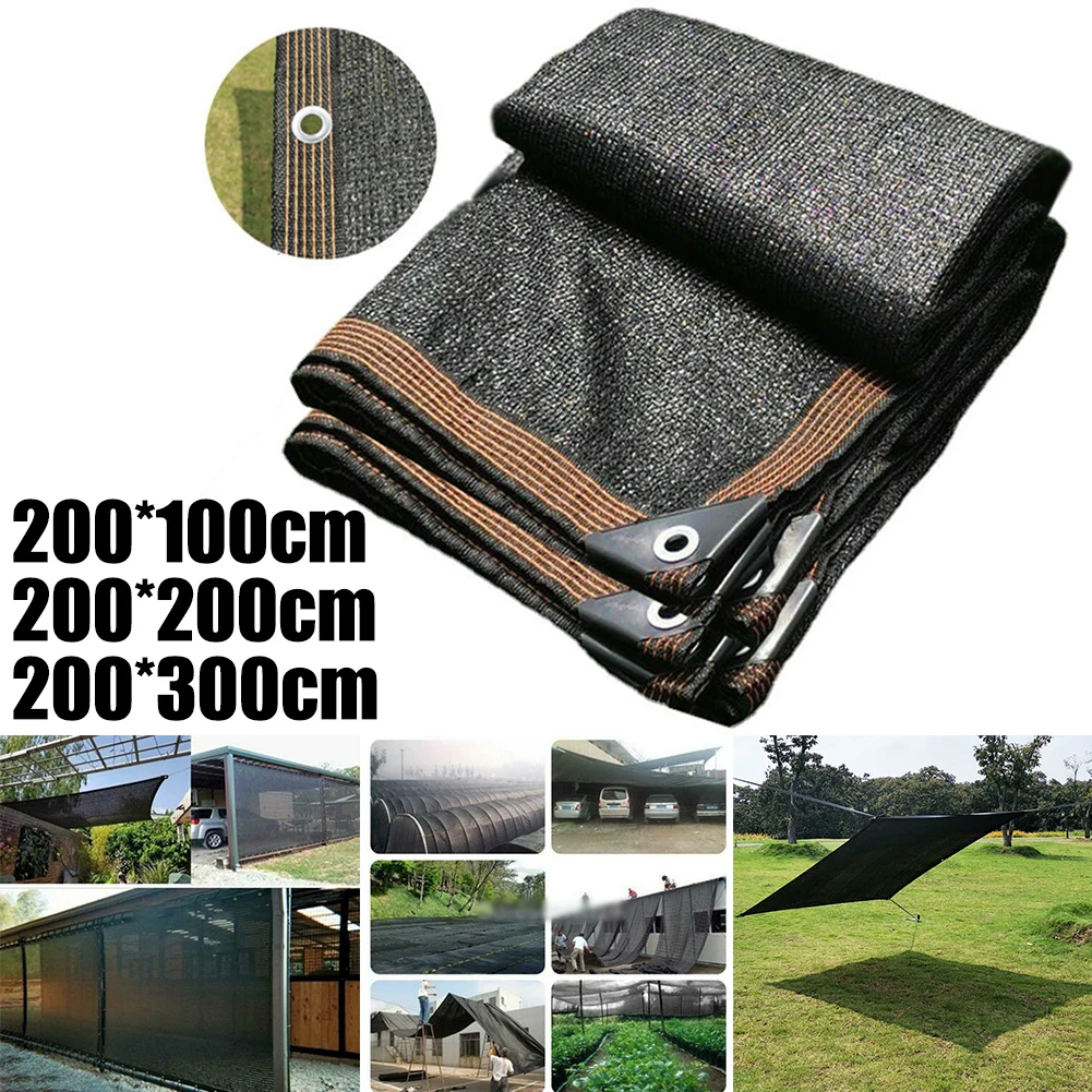

2*3/2/1M Black PE Shade Net Woven Net For Prevent Rainstorm Moisturize Sunscreen Cool Down 90% UV Sunshade Cloth With Metal Ring