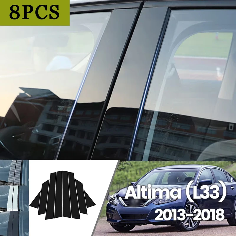 

Для Nissan Altima L33 2013-2018 2014 2015 2016 2017, яркий черный углеродное волокно, окно, дверь, водонепроницаемая наклейка B C
