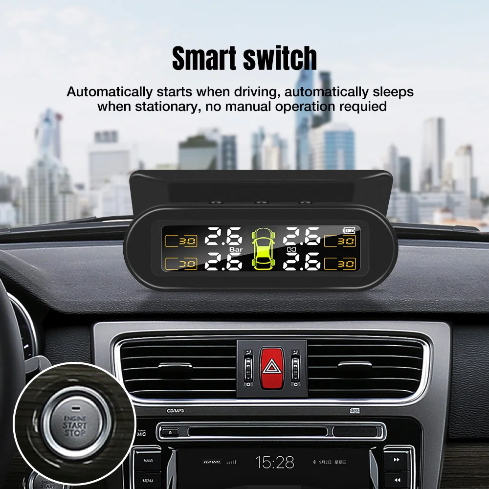 

Датчик давления в шинах TPMS, умный наружный прибор для контроля давления в шинах с солнечной панелью