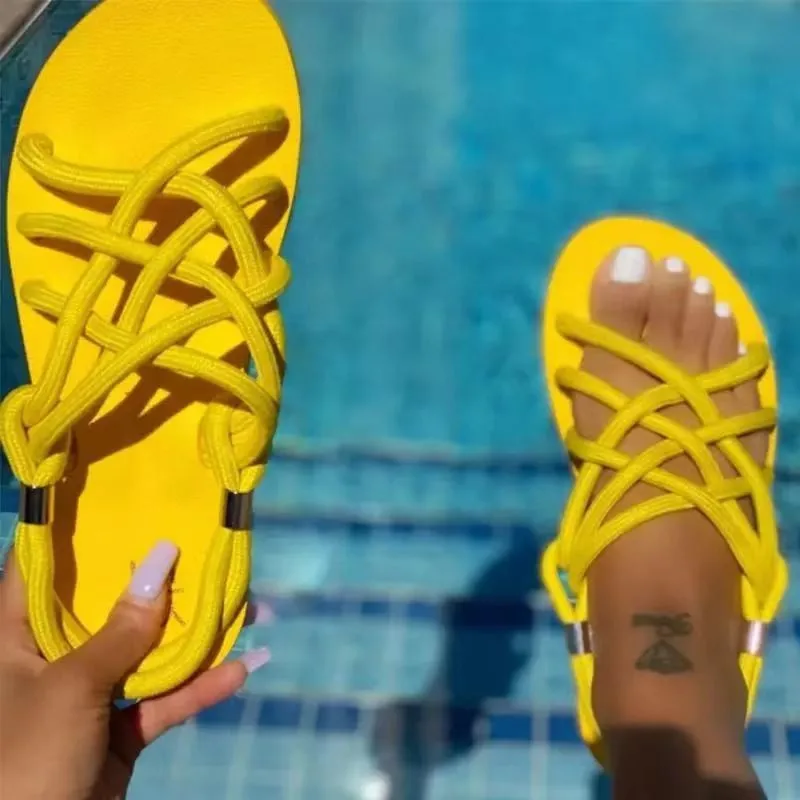 

Summer Women Sandals Ladies Bandage Beach Shoes Open Toe Ladies Beach Sandals Roman Gladiator Sandals Flip Flop Sandlias