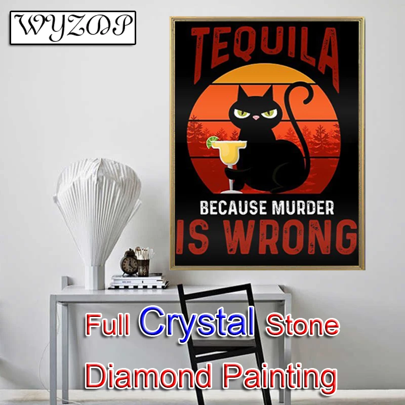 

5D Diy Full Square Crystal Diamond Painting Halloween Black Cat Mosaic Embroidery Cross Stitch Diamond Art Crystal Home Decor