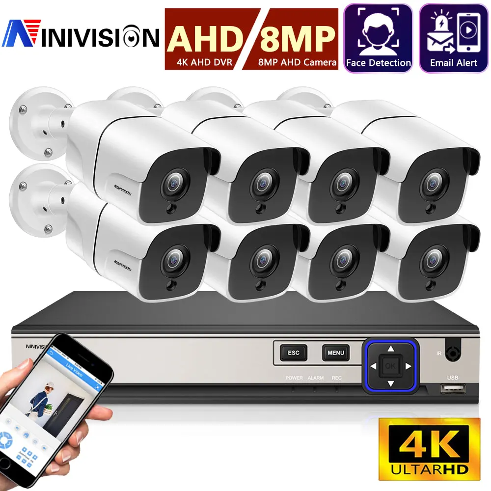 

8CH 4K Super HD Video Security System H.265+ DVR With 2/4/6/8X 8MP Bullet Outdoor Waterproof CCTV Camera Kit AI Detection