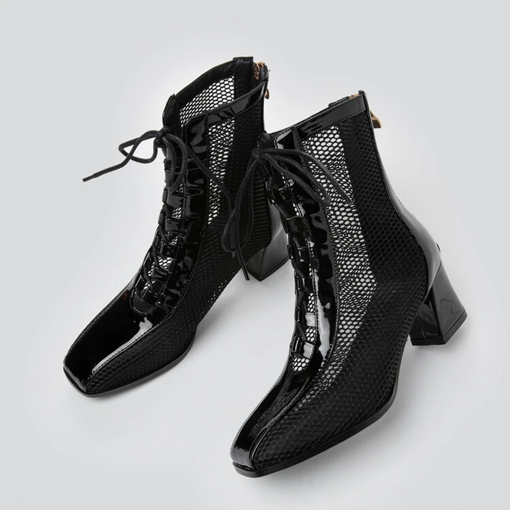 Ботинки женские сетчатые на шнуровке дышащие туфли-лодочки Высоком толстом