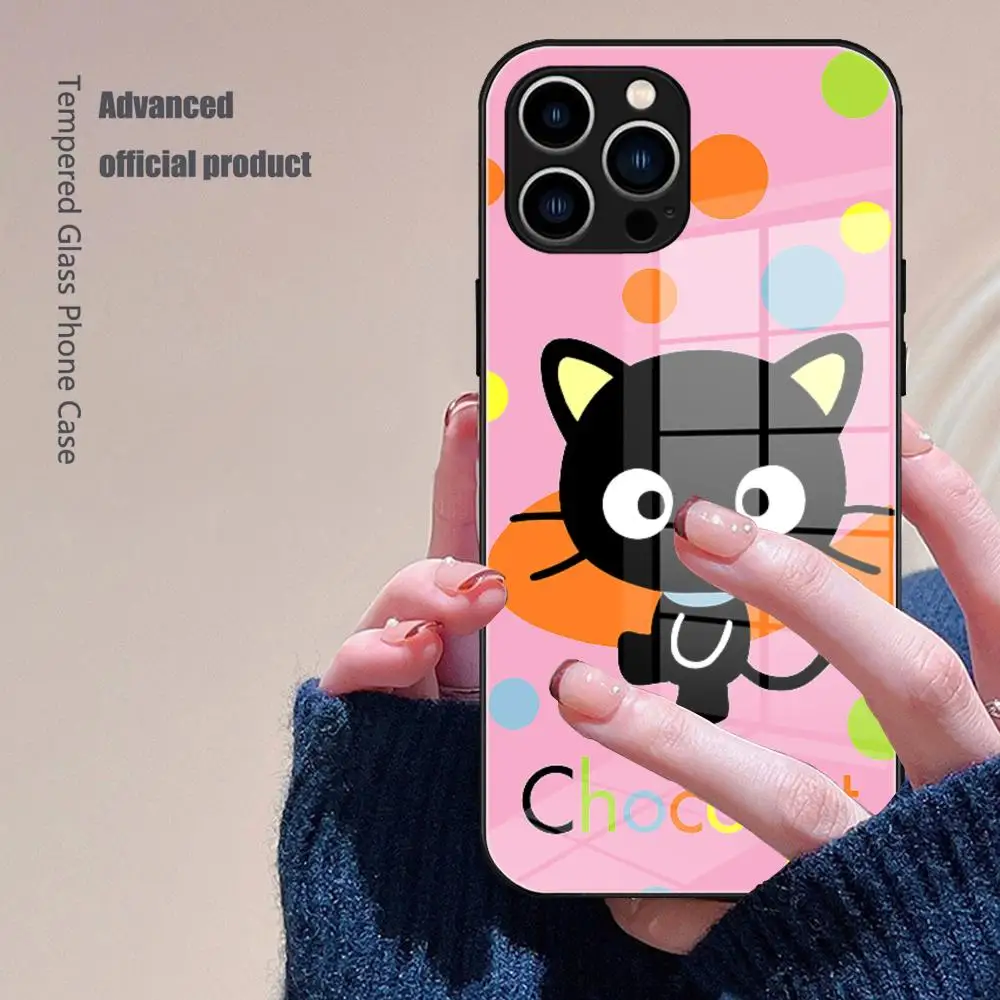 Чехол для телефона с милым мультяшным котом ChococatS стекло iPhone 16 Promax 15 Pro 14 Plus 13 12 mini