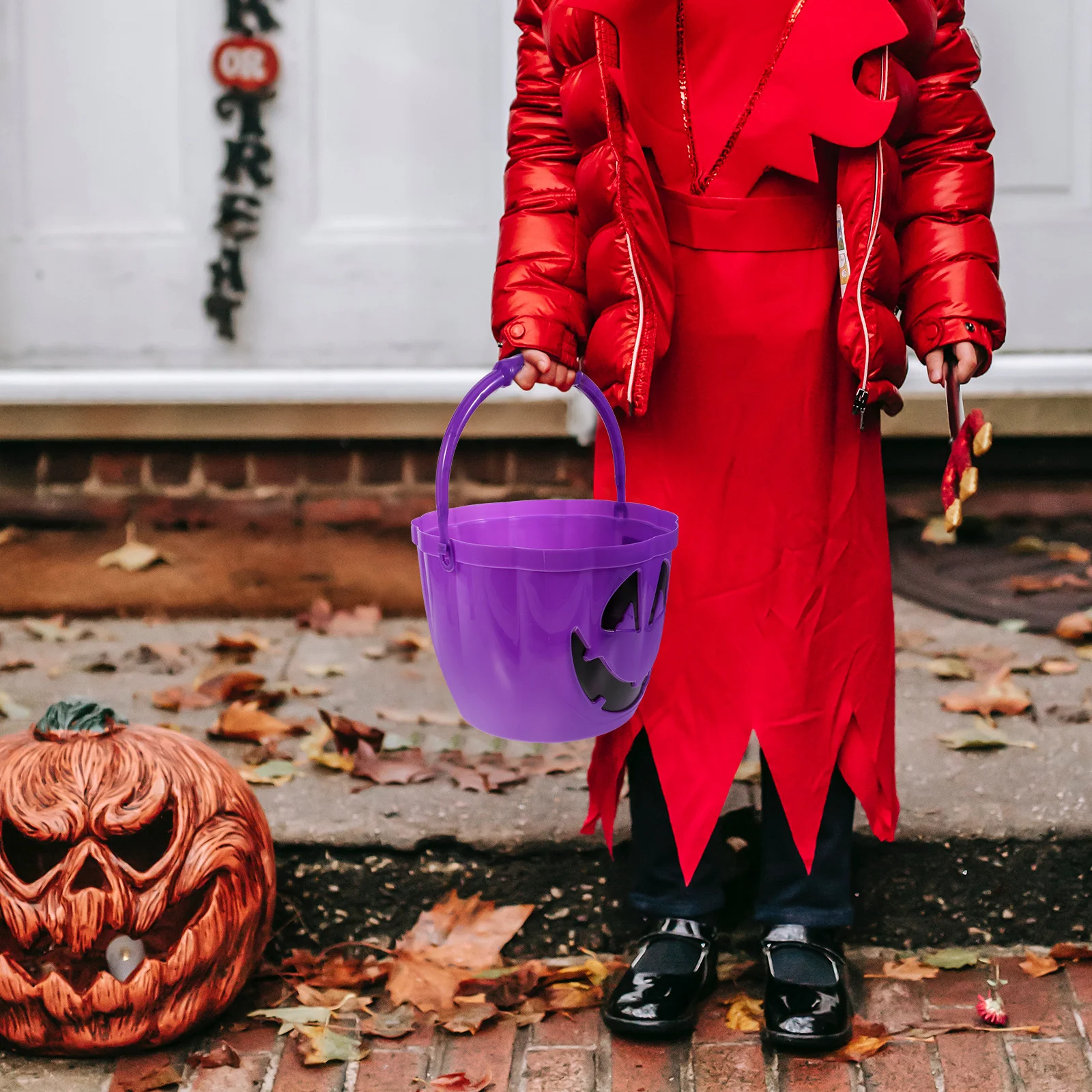 Светящееся ведро с тыквой декор пластиковая банка для конфет на Хэллоуин