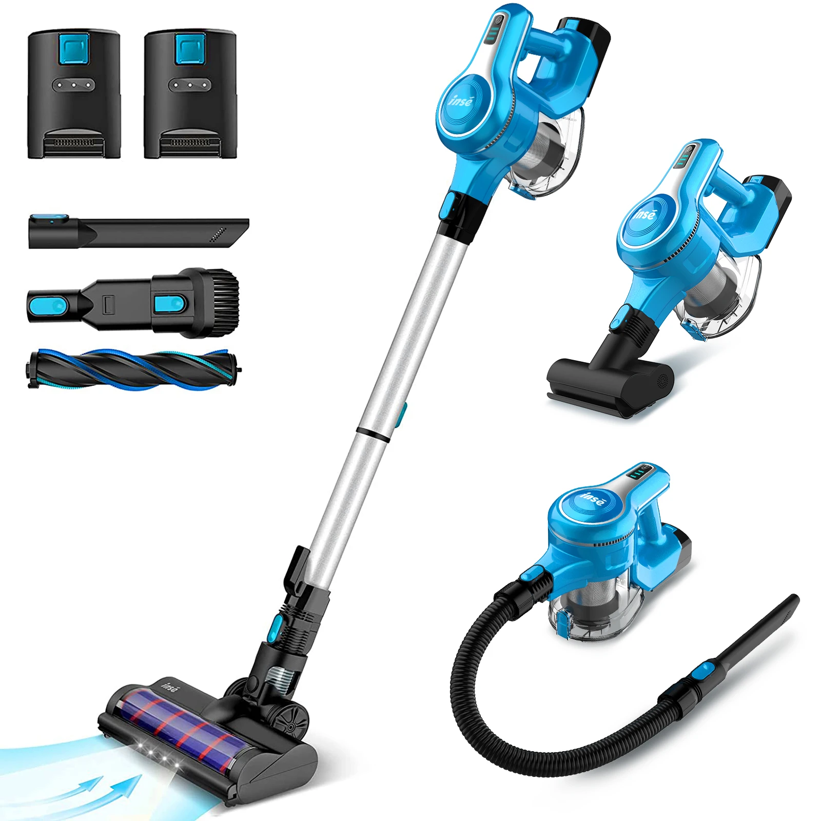 Cordless Vacuum Cleaner with 2 Batteries Rechargeable Stick 