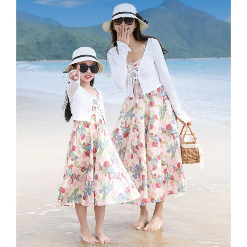 2024 летнее платье для мамы и дочки пляжные платья отпуска маленьких девочек