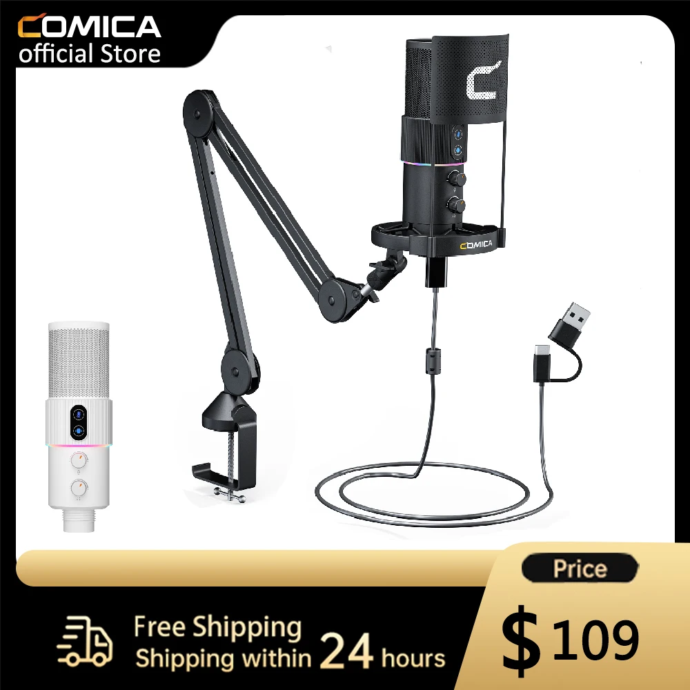 

Comica STA-U2A Studio Condenser USB Computer Microphone Kit With Adjustable Scissor Arm Stand Shock Mount for YouTube Voice Over
