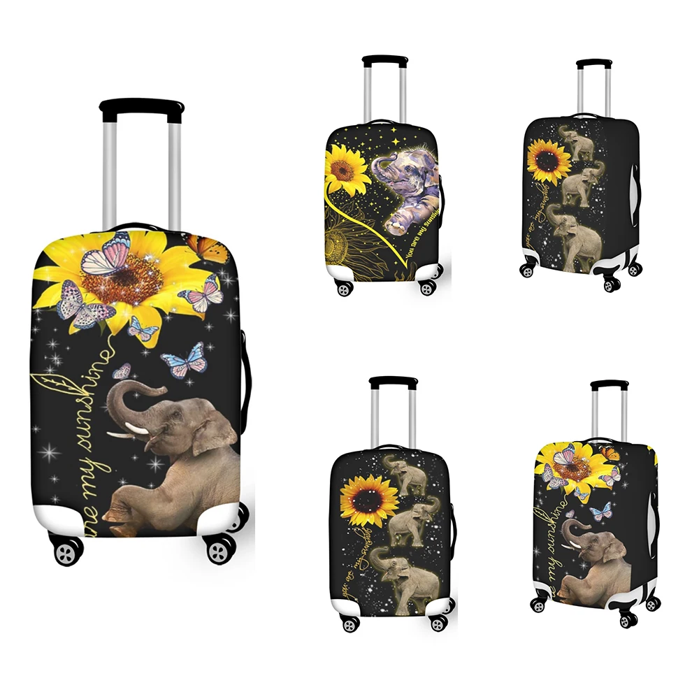 

FORUDESIGNS Elephant Sunflower Butterfly Print Suitcase Cover Protector Suitable for 18-31 Inch Wheeled Luggage Dust Cover Kids