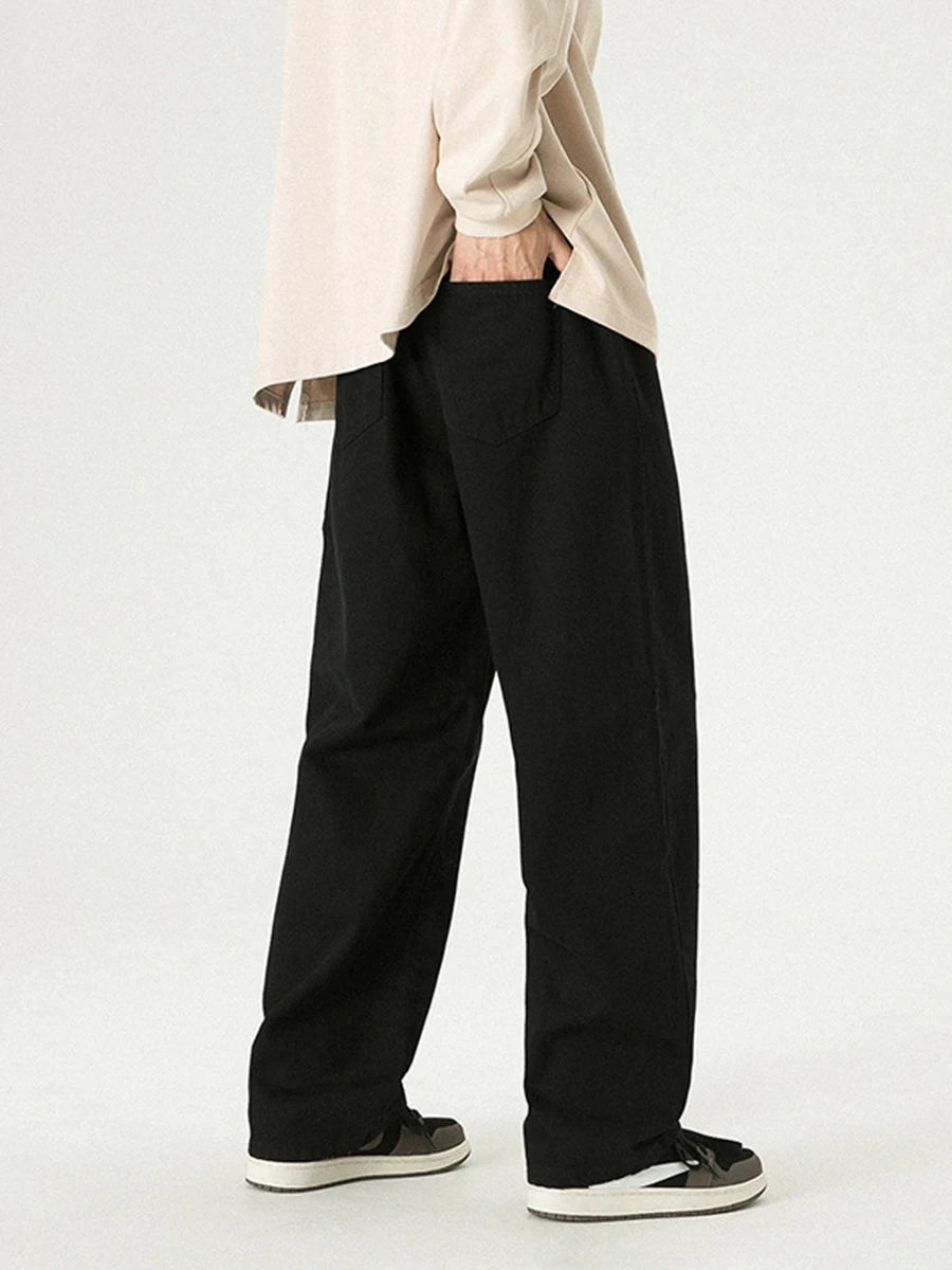 European and American Men Fashion Trend Street Loose Straight Casual Pants Men Wide Leg Drape Denim Trousers Fashion Streetwear