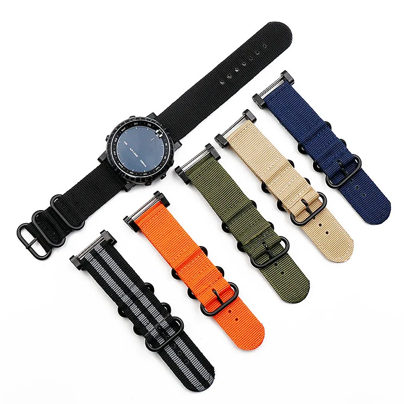 Watch accessories nylon strap pin buckle 24mm for Suunto core outdoor sports waterproof female bracelet men watch band correa