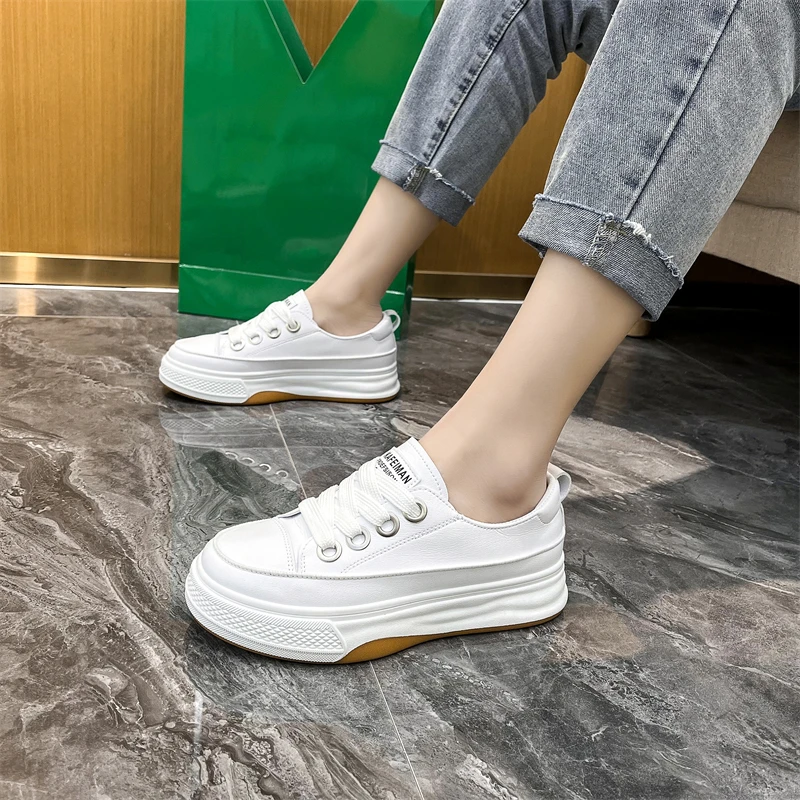 HOPUS New Shoes For Women 2022 Fashion Korean Style White Casual Platform Shoes Breathable Low-top Sneaker Woman Vulcanize Shoes