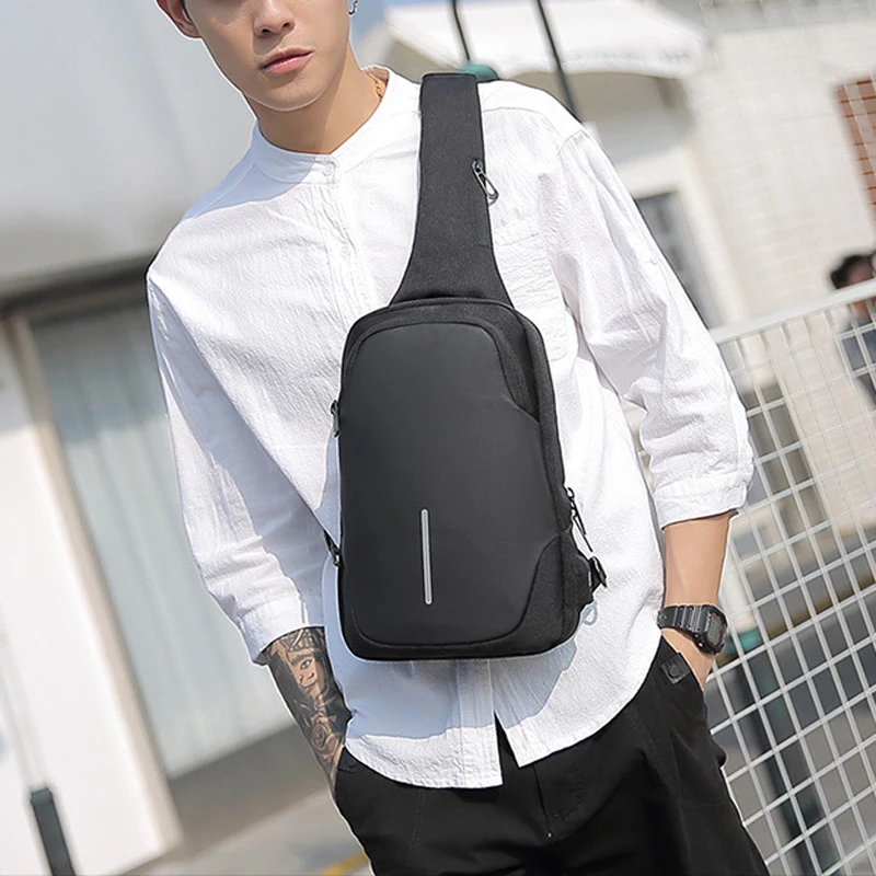 

Новая уличная нагрудная сумка с защитой от кражи, повседневная универсальная легкая водонепроницаемая сумка-мессенджер, маленькая многофу...