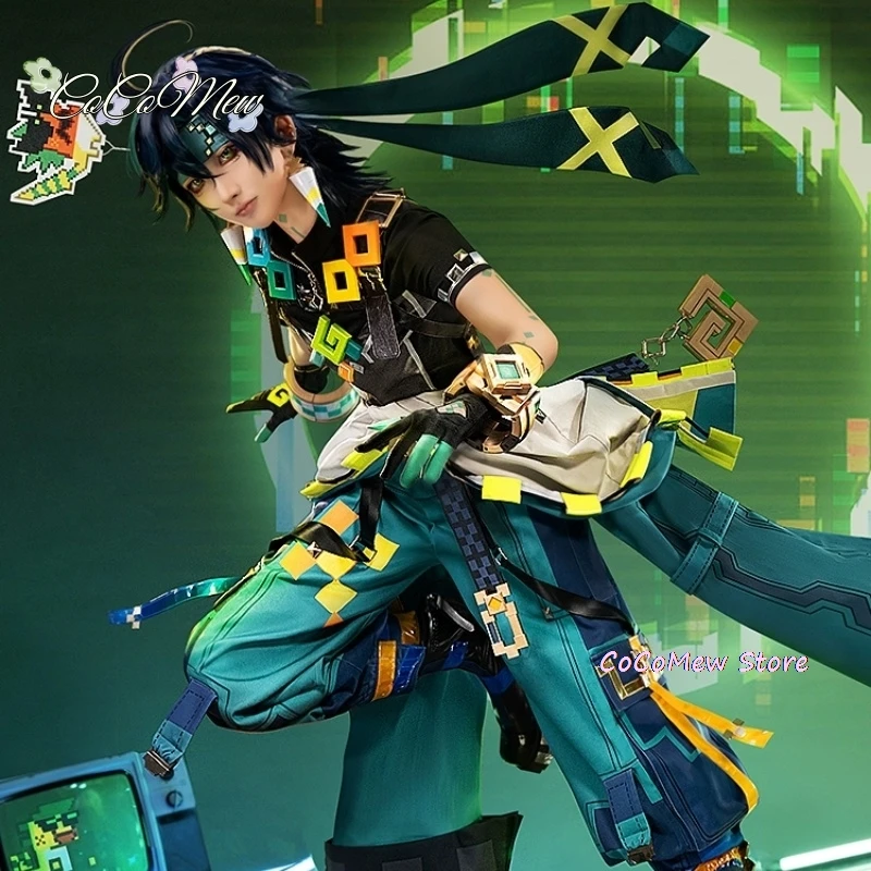 Костюм для косплея Kinich парик Genshin Impact Hair shoes униформа Хэллоуин женщин и мужчин