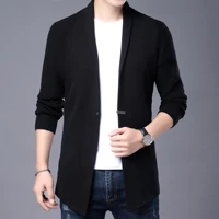 knit long sleeve jacket autumn 2022 solid color cardigan single breasted v neck men korean version casual young style