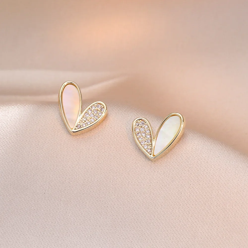 Женские серьги-кольца Sweet Heart Shell S925 серебряные в корейском стиле простые